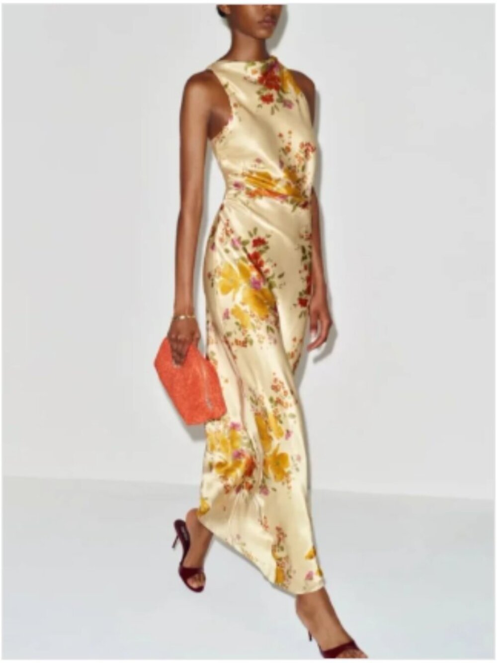 NEW Reformation Anaiis Silk Long Yellow Floral Backless Dress Crescendo